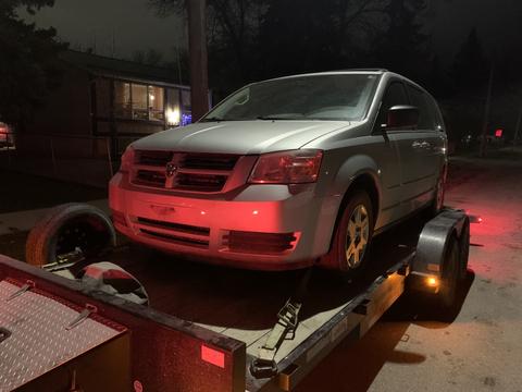 GetMyScrapCar | Dodge Caravan on Tow Truck for Scrap Metal Recycling