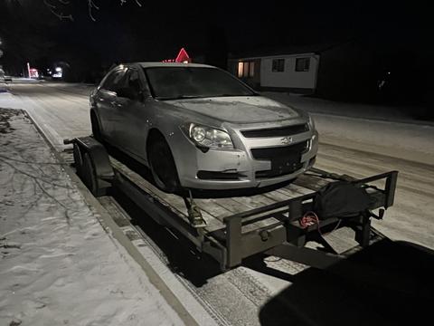 GetMyScrapCar | Chevrolet Malibu on Trailer for Junk Car Removal