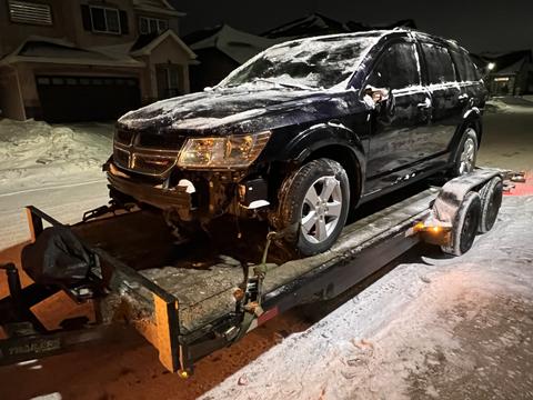 GetMyScrapCar | Dodge Journey on Trailer for Scrap Metal Recycling