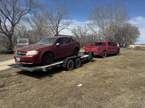 GetMyScrapCar | Dodge Journey and Truck on Trailer for Scrap Metal Recycling